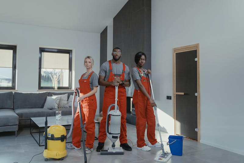 a professional home cleaning team